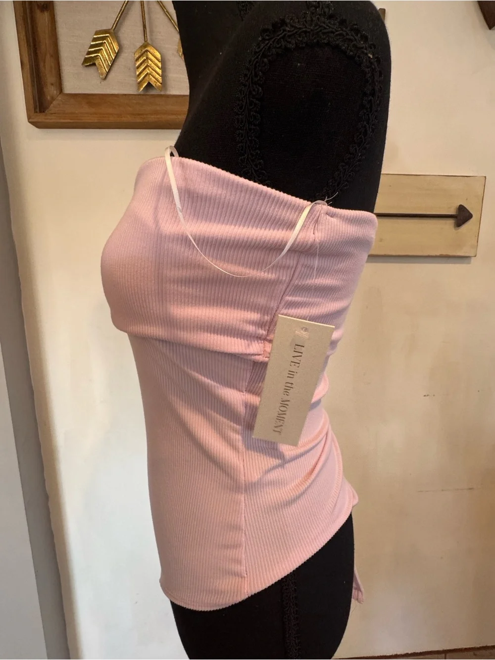 Seamless Strapless Ribbed Bandeau Bodysuit - Light Pink